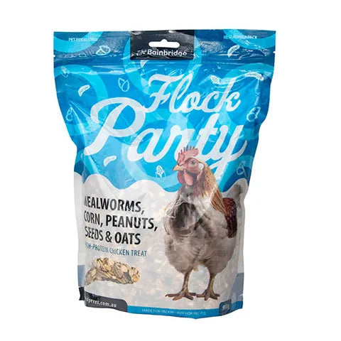 FLOCK PARTY MEALWORMS, CORN, PEANUTS, SEEDS & OATS