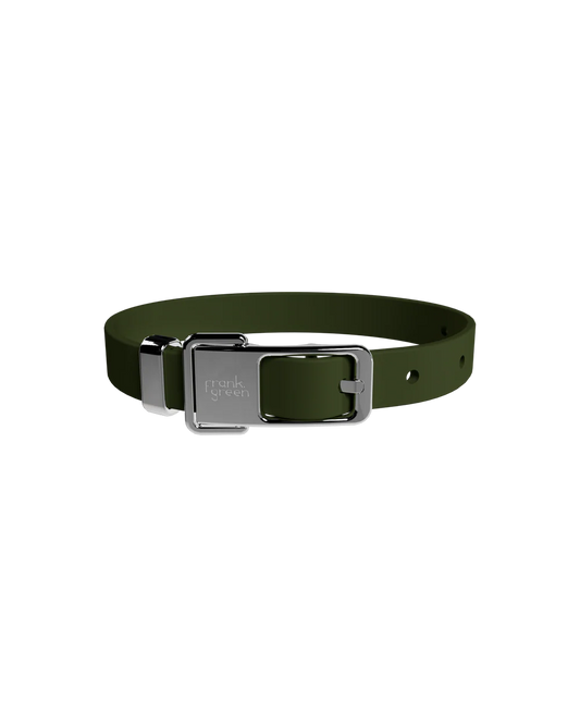 FRANK GREEN PET COLLAR + NAME TAG KHAKI
