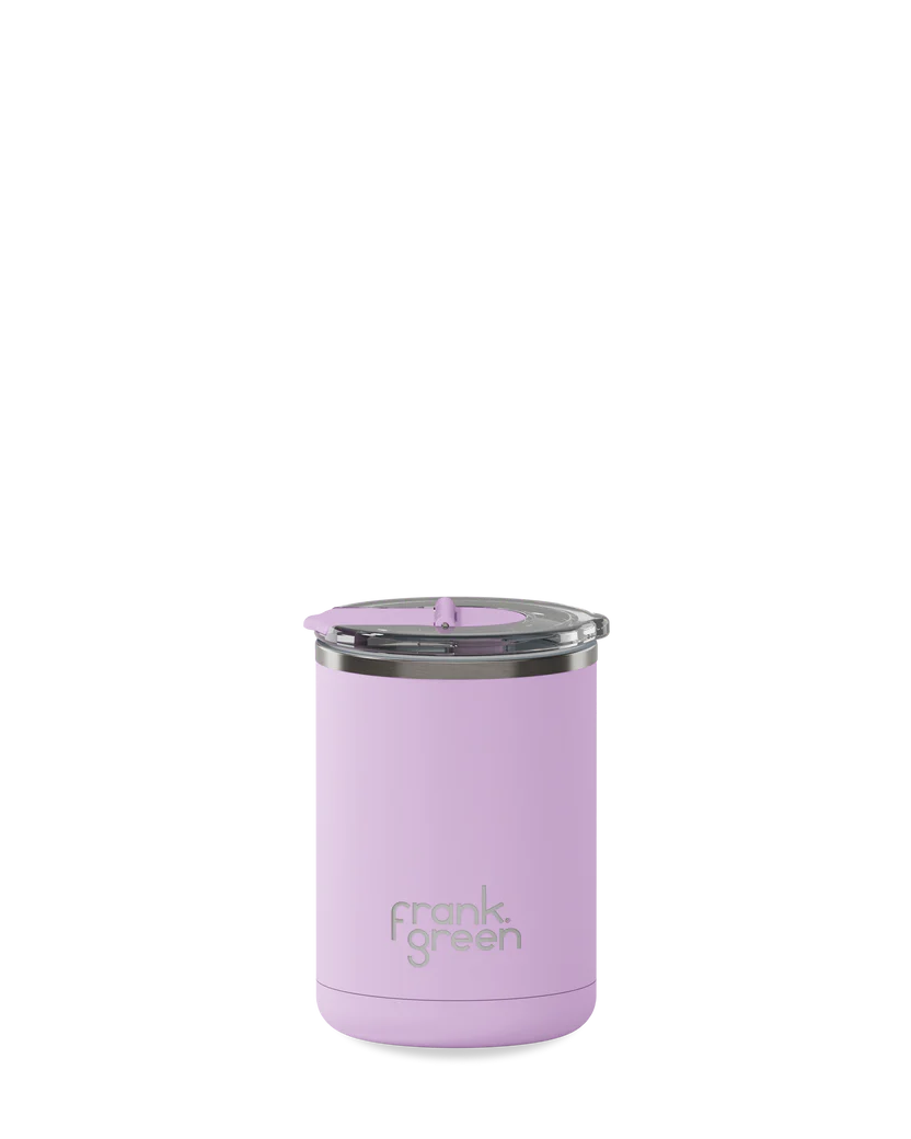FRANK GREEN 12oz CERAMIC COFFEE CUP HINGED SCREW LID LILAC HAZE