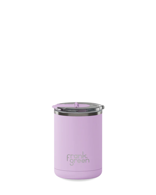 FRANK GREEN 12oz CERAMIC COFFEE CUP HINGED SCREW LID LILAC HAZE