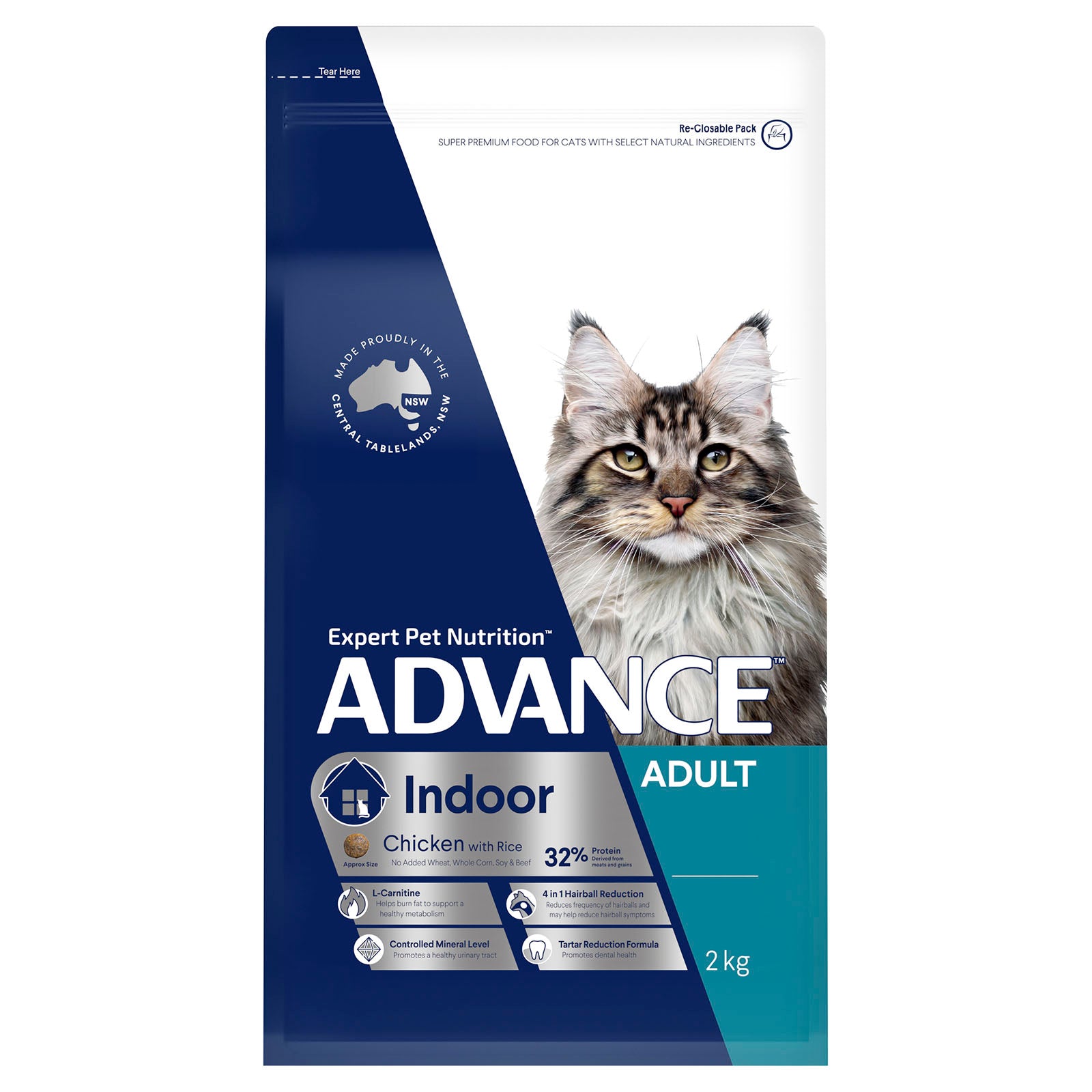 Advance Indoor Chicken and Rice Dry Cat Food - 6kg