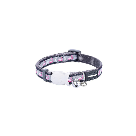 RED DINGO CAT COLLAR FLAMINGO COOL GREY