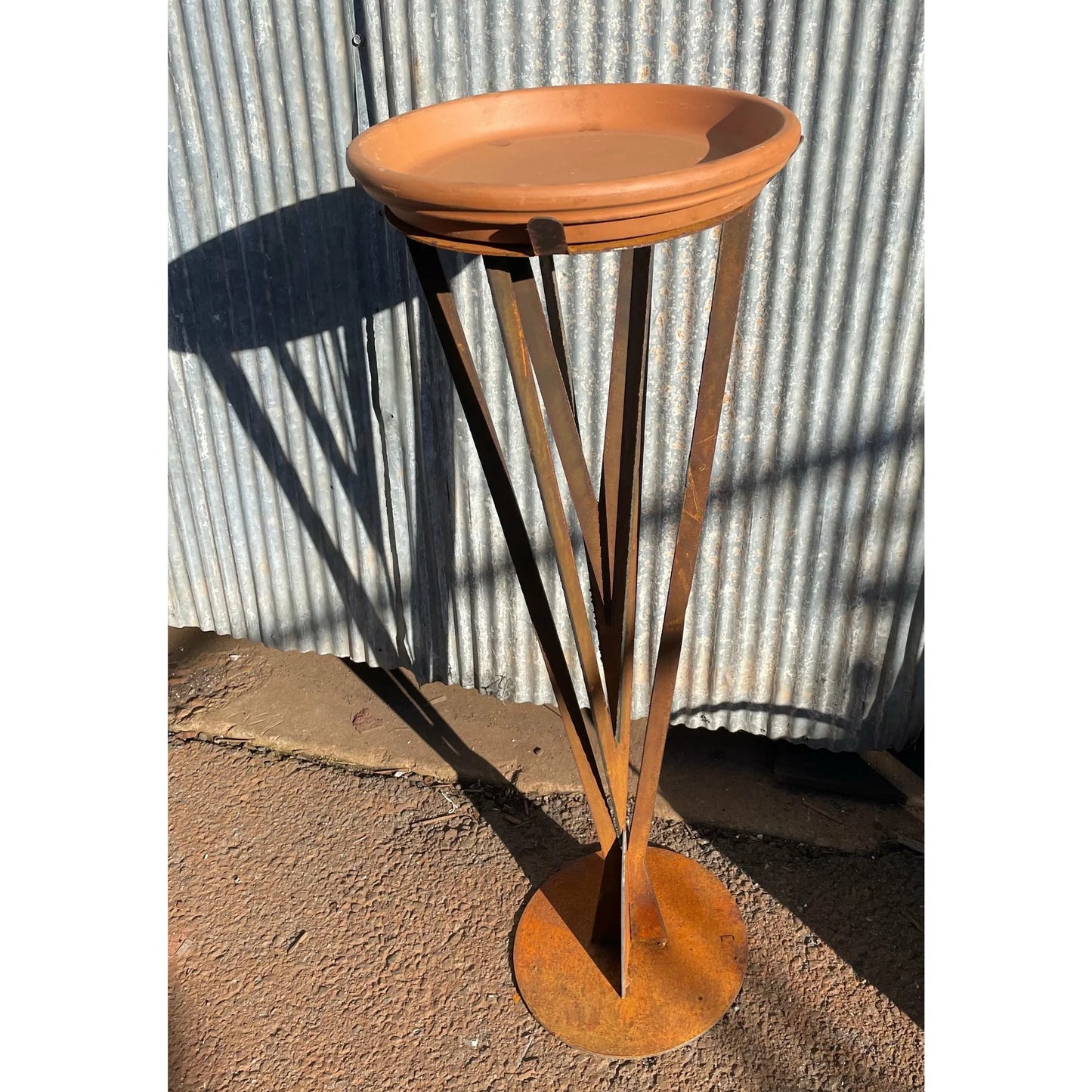 CONTEMPORARY BIRD BATH - FEEDER METAL LARGE