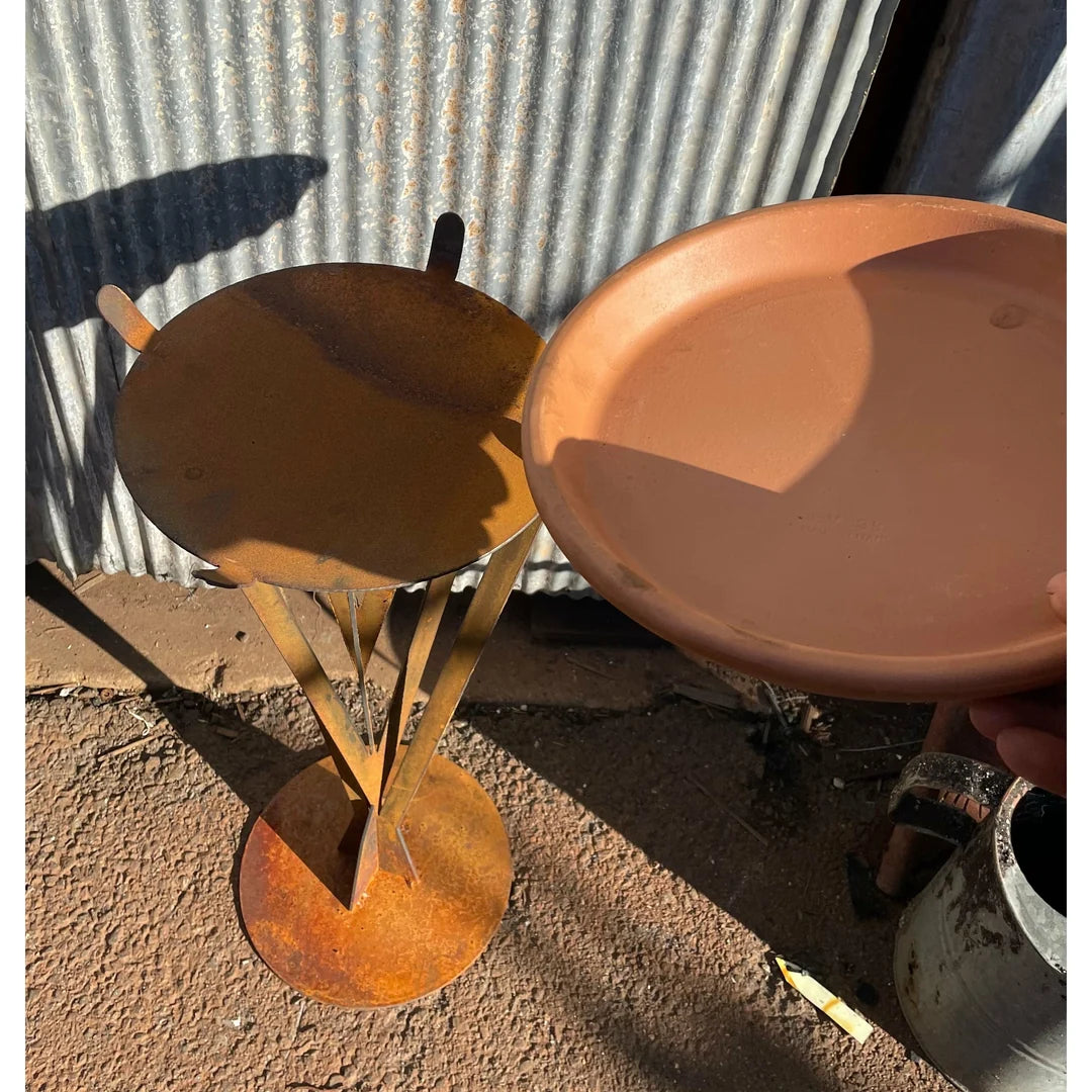 CONTEMPORARY BIRD BATH - FEEDER METAL LARGE