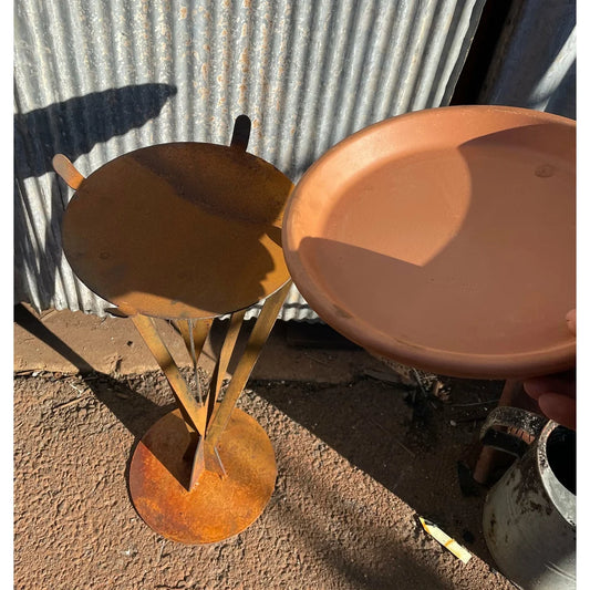 CONTEMPORARY BIRD BATH - FEEDER METAL LARGE