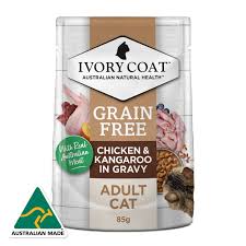 IVORY COAT ADULT CAT CHICKEN & ROO IN GRAVY 85G