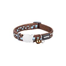 RED DINGO CAT COLLAR BLUE SPOTS ON BROWN