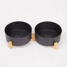 MOG & BONE DOUBLE DOG BOWL BLACK