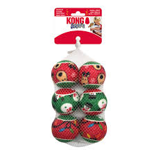 KONG HOLIDAY SQUEAKAIR BALL 6PK MED