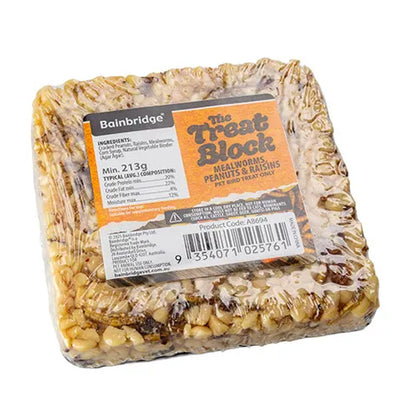 BAINBRIDGE CHICKEN TREAT BLOCK - MEALWORMS, PEANUTS AND RAISINS