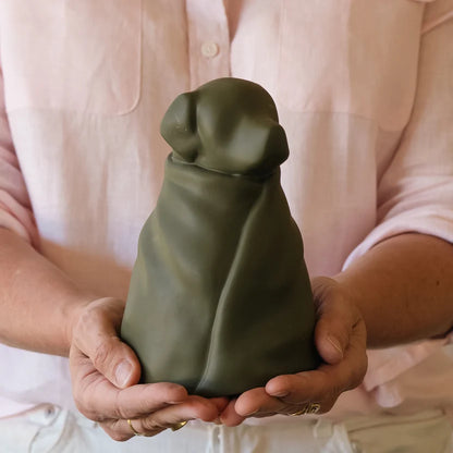 RBM RESIN WRAPPED URN LARGE OLIVE GREEN