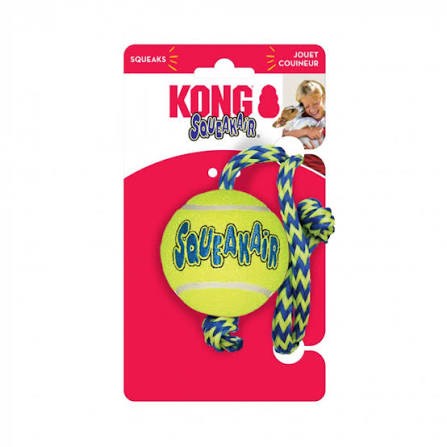 Kong Airdog Squeaker Ball With Rope Medium