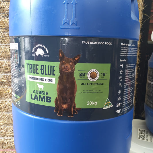 True Blue Dog Food Barrells - Working Aussie Lamb 20kg