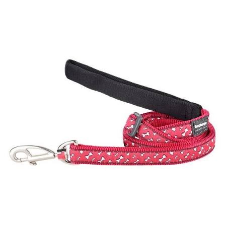 Red Dingo Dog Lead Flying Bones Red