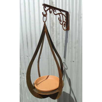 METAL BIRD BATH - FEEDER TEARDROP DESIGN WITH BRACKET