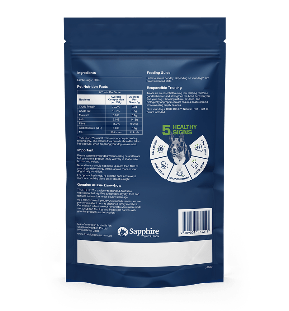 TRUE BLUE AUSSIE LAMB LUNGS 50G